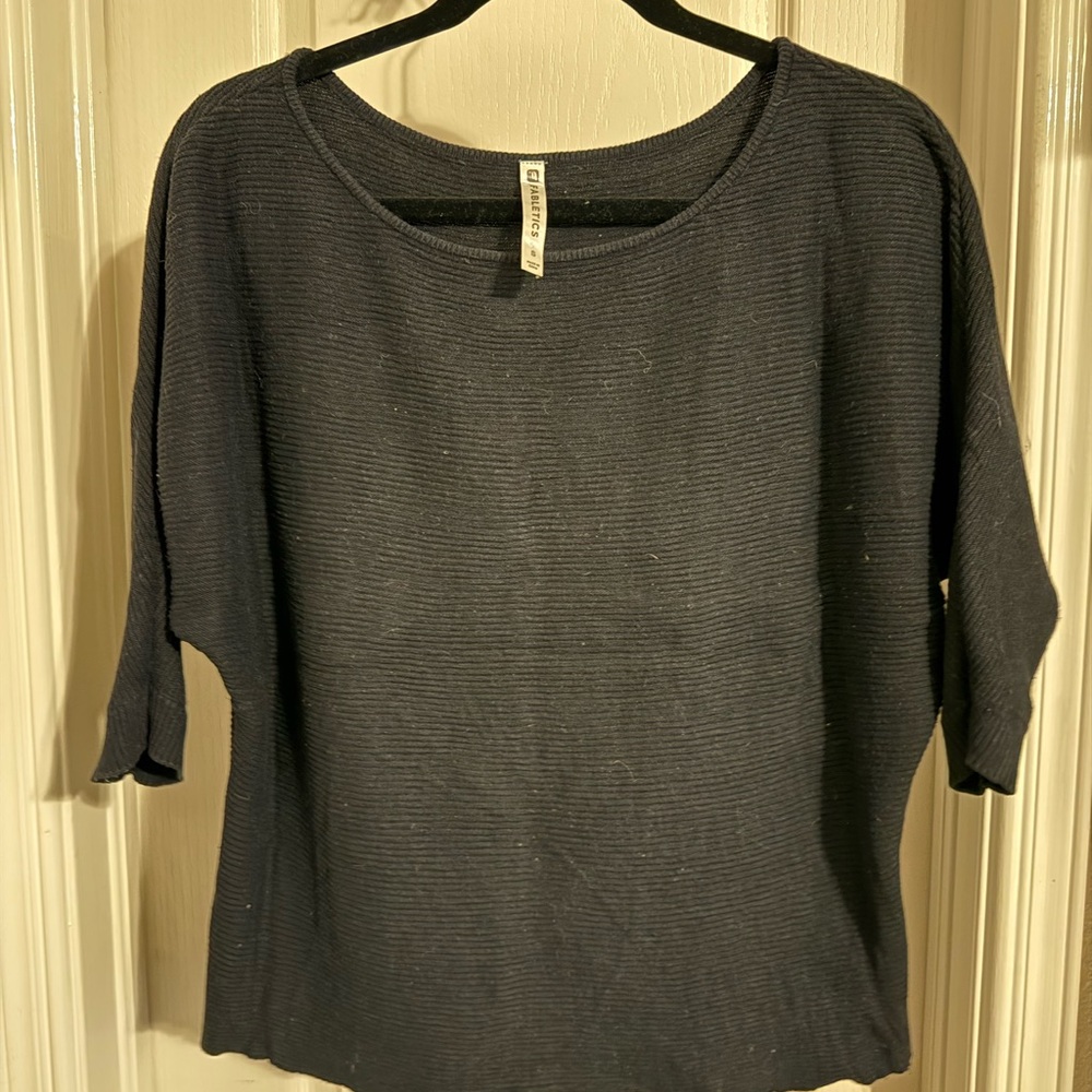 Fabletics Black Ribbed Dolman-Sleeve Sweater